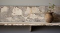 Impressionistic Stone Shelf With Vase And Clock - British Topographical Style
