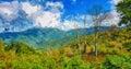 Impressionistic Style Artwork of Autumn in the Appalachian Mountains Viewed Along the Blue Ridge Parkway