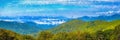 Impressionistic Style Artwork of Autumn in the Appalachian Mountains Viewed Along the Blue Ridge Parkway