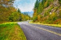 Impressionistic Style Artwork of Roadway Meandering Through the Autumn Appalachian Mountains Along the Blue Ridge Parkway