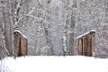 Impressionistic Style Artwork of a Snow Covered Bridge Winter Forest Royalty Free Stock Photo