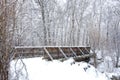 Impressionistic Style Artwork of a Snow Covered Bridge Winter Forest