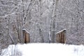 Impressionistic Style Artwork of a Snow Covered Bridge Winter Forest