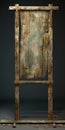 Impressionistic Wooden Frame With Decayed Door In Cinema4d