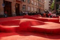 Famous red square in St. Gallen, Switzerland Royalty Free Stock Photo