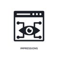 impressions isolated icon. simple element illustration from technology concept icons. impressions editable logo sign symbol design