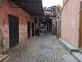 Impressions of typical Moroccan souks in the Marrakechs medina