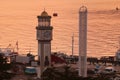 Aerial View of Batumi Port in Twilight, Batumi City, Adjara Region of Georgia