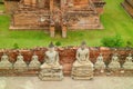 Aerial View of the Row of Seated Buddha Images at Wat Yai Chai Mongkhon Temple in Ayutthaya Historical Park, Thailand Royalty Free Stock Photo