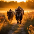 These impressive American Bison wander the Maxwell Prairie Preserve