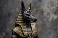 Impressive Anubis metallic statue. Generate ai Royalty Free Stock Photo