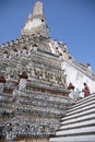 Impressive architectural details of Wat Arun (The Temple of Dawn) in Bangkok