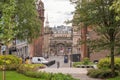 Impressive architecture looking down over John Street in the city centre of Glasgow past the Strathclyde Students Union Buildings