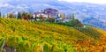 Autumn landscape with vineyards in Piedmont. Italy. Royalty Free Stock Photo