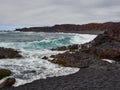 Snaefellsnes near Hellissandur black beach with heavy seas