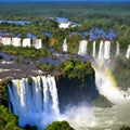 Impressive beautiful view of Iguazu waterfalls on the border of Brazil and Argentina.