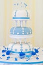 Impressive Blue and White 3 Tier Wedding Cake