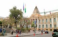 Palacio Quemado with the Clock Runs Anti Clockwise on the Facade, Plaza Murillo Square, La Paz, Bolivia