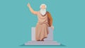 An impressive bronze statue of a philosopher depicted in a Socratic pose with one hand raised as if in debate mounted on