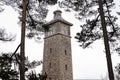 The impressive carolinen tower on the mountain KÃÂ¶tsch near to Blankenhain in Thuringia. The viewing tower is 26m high