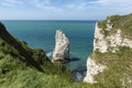 The impressive cliffs of Etretat in Normandy, France