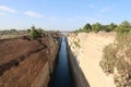 The impressive Corinth Canal, seperating the Peloponnese from greek mainland Royalty Free Stock Photo