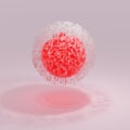 An impressive 3DCG illustration of a red oocyte with white zona