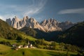 Dolomites in Funes, Santa Maddalena village, Italy