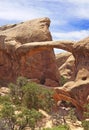 The impressive double arch at Arches state park Royalty Free Stock Photo