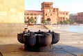 Drinking Water Fountains Called Pulpulak with the Government House in the Backdrop, Republic Square of Yerevan, Armenia Royalty Free Stock Photo