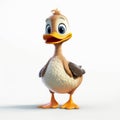 Realistic Pixar-style Duck On White Background In 8k Uhd