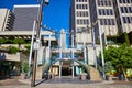 Impressive Embarcadero Center entranceway with curving symmetrical staircases