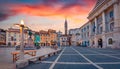 Impressive evening view of Tartini Square in old town of Piran. Royalty Free Stock Photo