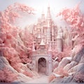 Impressive fairytale castle in winter landscape. By generative Ai Royalty Free Stock Photo