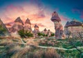 Impressive fungous forms of sandstone in the canyon near Cavusin village, Cappadocia, Nevsehir Province in the Central Anatolia