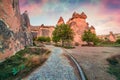 Impressive fungous forms of sandstone in the canyon near Cavusin village, Cappadocia, Nevsehir Province in the Central Anatolia