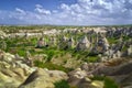 Impressive fungous forms of sandstone and hills in the canyon at