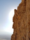 Impressive high cliff at the Masada National Park at the holy land in Israel Royalty Free Stock Photo