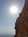 Impressive high cliff at the Masada National Park at the holy land in Israel Royalty Free Stock Photo