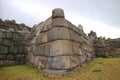 Impressive huge wall of ancient Inca citadel of Sacsayhuaman Archaeological site, Cusco