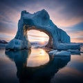 An ice arch in the water Royalty Free Stock Photo