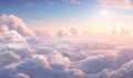 impressive image of an aerial view of beautiful clouds on a lovely day. Generative AI