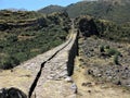 Impressive Inca stone water channel at Tipon near Cusco, Peru