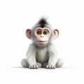 Realistic Monkey On White Background In Pixar Style