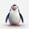 Realistic Pixar-style Penguin On White Background In 8k Uhd