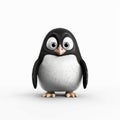 Realistic Pixar-style Penguin On White Background In 8k Uhd