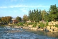 Impressive Landscape along the River Rioni View from the White Bridge in Kutaisi, Georgia Royalty Free Stock Photo