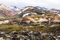 Impressive landscape at Landmannalaugar Valley in summer season at Highlands of Iceland Royalty Free Stock Photo