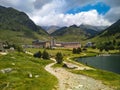 Impressive landscape with the Sanctuary of Vall de Nuria Royalty Free Stock Photo