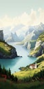 Impressive Landscape: Vintage Travel Poster Inspired By Renaissance Art